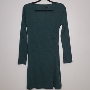 NWOT Prana Green Wrap Style Long Sleeve Dress